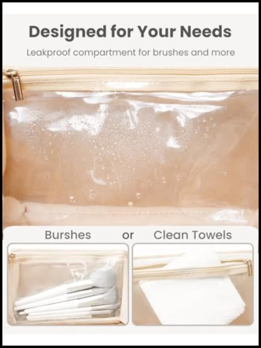 Large 180° Flat Open Travel Makeup Bag with Compartments Waterproof PU Leather